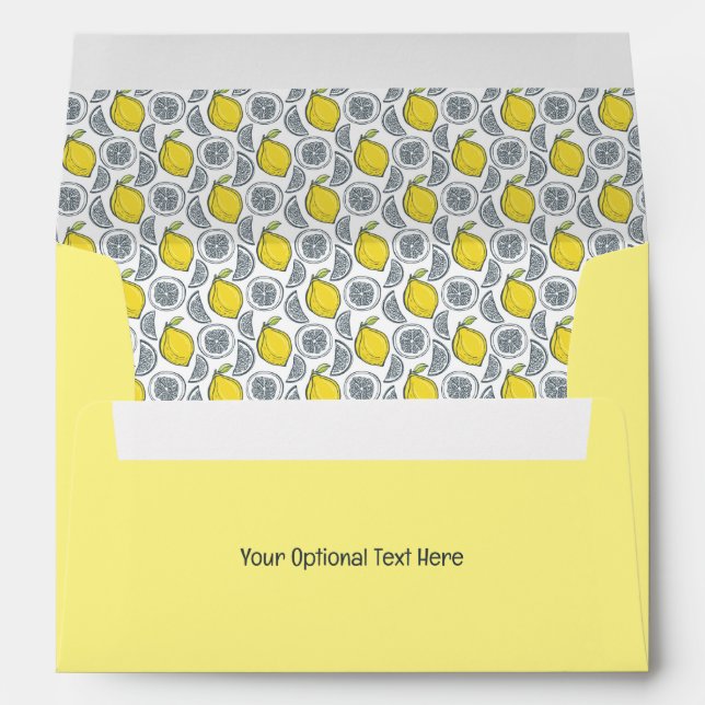Custom Text Lemon Pattern Envelope (Back (Bottom))