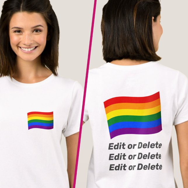 Custom Text LGBT Gay Pride Rainbow Flag 2 Sided T-Shirt (Creator Uploaded)