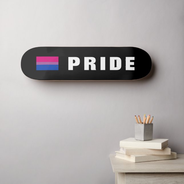 Custom Text LGBTQ Rainbow Bisexual Pride Flag Skateboard (Wall Art (Horz))
