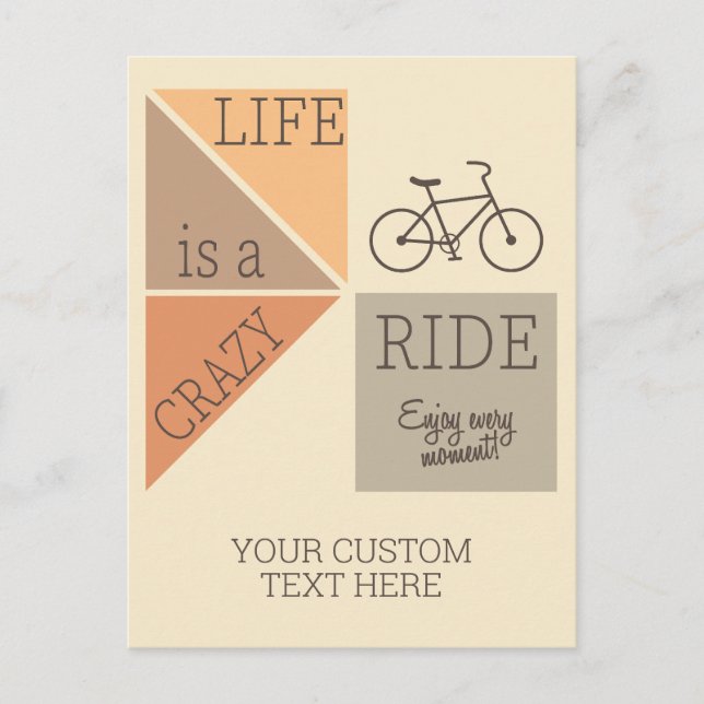 Custom Text Life is a Crazy Ride Postcard (Front)