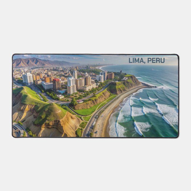 Custom Text Lima, Peru Desk Mat (Front)