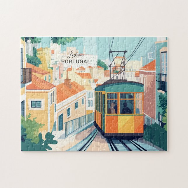 Custom Text Lisbon Portugal Jigsaw Puzzle (Horizontal)