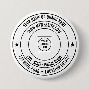 Custom Text Logo Branding with Name Address  3 Inch Round Button