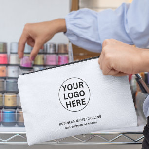 Custom Text & Logo l Promotional Black & White Accessory Pouch