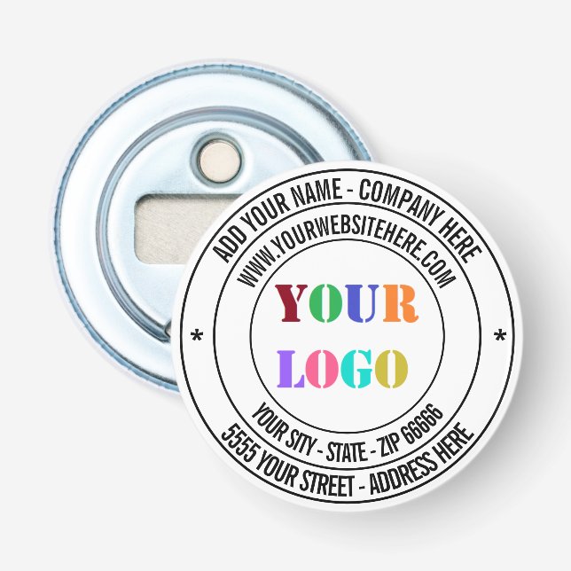 Custom Text Logo Name Address Info Bottle Opener (Front)
