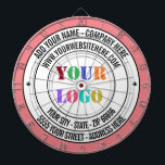 Custom Text Logo Name Address Website Dart Board<br><div class="desc">Dartboards with Custom Text Logo Name Address Website Promotional Stamp - Personalized Business / Personal Dart Board Gift - Add Your Name - Company / Address / Logo - Photo / Website or Email or Phone / more - Resize and move or remove and add elements / text with Customization...</div>