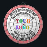 Custom Text Logo Name Address Website Dart Board<br><div class="desc">Custom Colours and Fonts - Design Your Own Personalized Dartboards with Custom Company Logo Name Address Website or Custom Text Promotional Business Dart Board Gift - Add Your Name - Company / Address / Logo - Photo or QR Code / Website or Email or Phone / more - Resize and...</div>