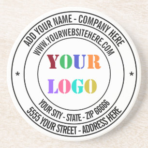 Custom Text Logo Name Address Website Promotional Coaster