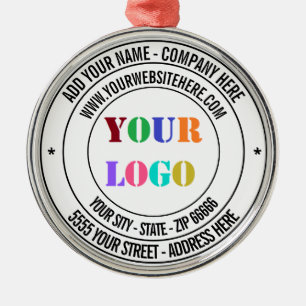 Custom Text Logo Name Address Website Promotional  Metal Ornament