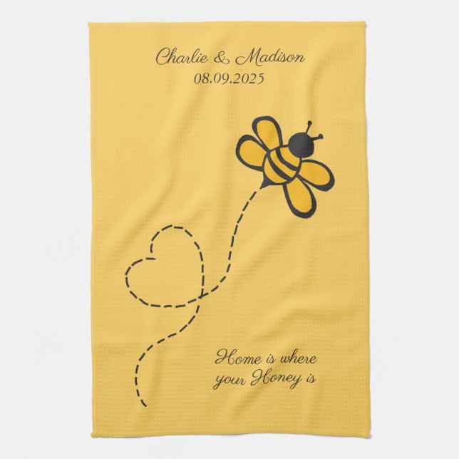 Custom Text Love Bee Kitchen Towel (Vertical)