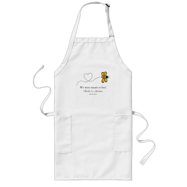 Custom Text Love Bee Long Apron (Front)