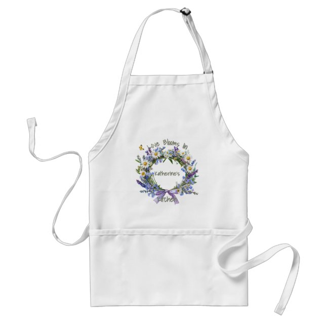 Custom Text Love Blooms In, Herb & Wildflowers Standard Apron (Front)