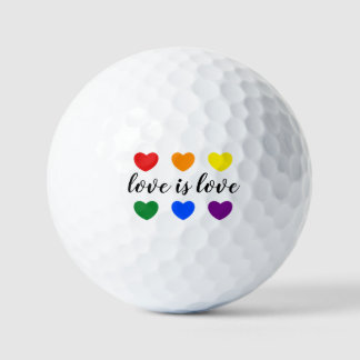 Custom Text Love is Love LGBT Rainbow Colour Heart Golf Balls
