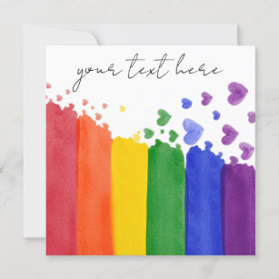 custom text love is love written rainbow heart card