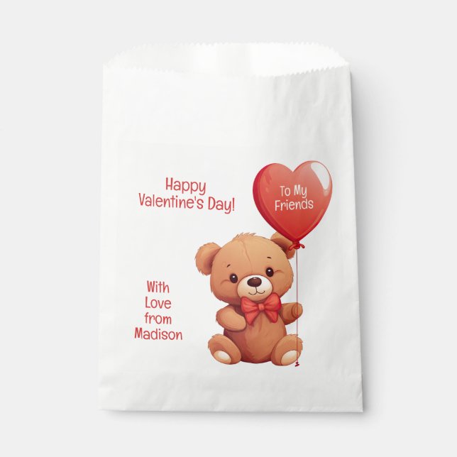Custom Text Love Teddy Favour Bag (Front)