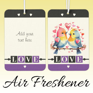 Custom text lovebirds romantic Valentine purple Air Freshener