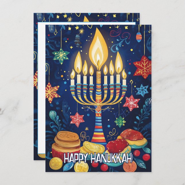 Custom text Luminous Festival Greetings Holiday Card (Front/Back)