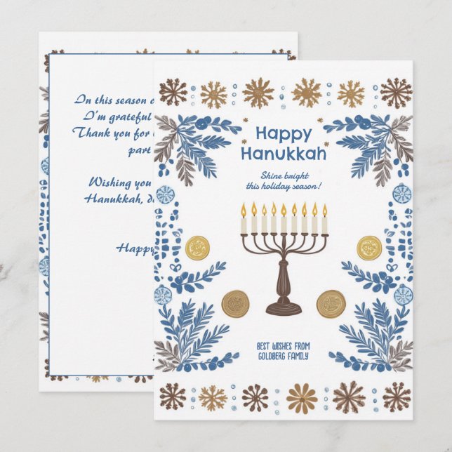 Custom text “Luminous Festival of Lights  Holiday Card (Front/Back)