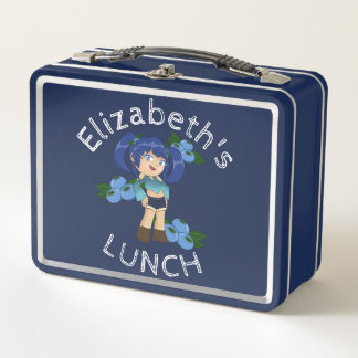 Custom Text Lunch Box with Blueberry Chibi