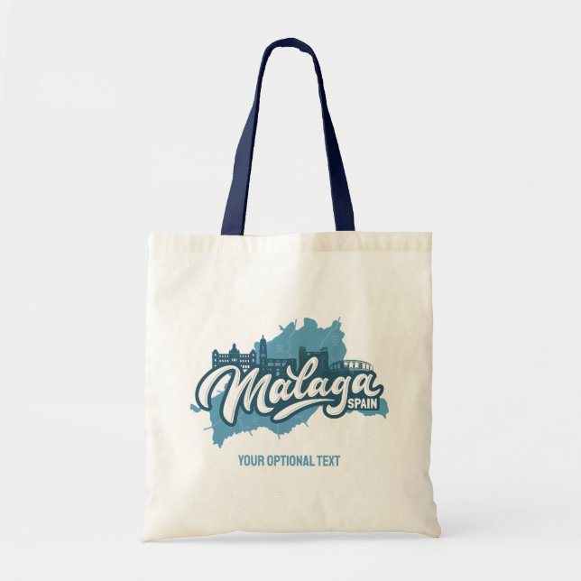 Custom Text Malaga Spain Tote Bag (Front)