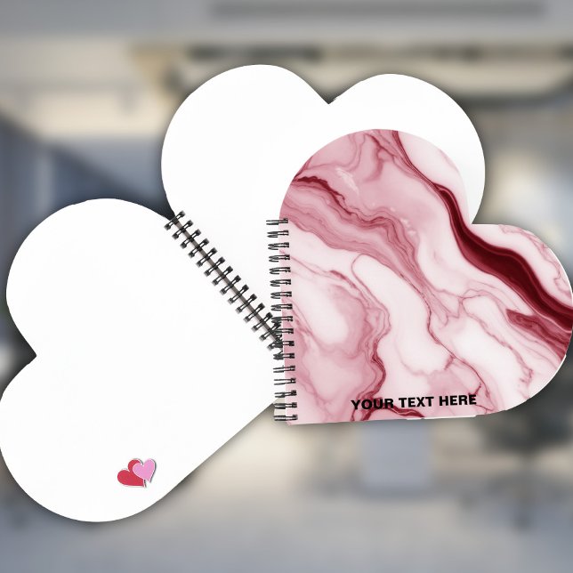 Custom Text - Marble Pattern Heart Notebook (Creator Uploaded)
