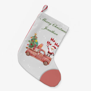 Custom text Merry Christmas Santa Ho Ho ho script Small Christmas Stocking