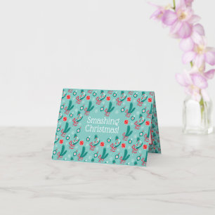 Custom text Minty green Tennis Christmas Card