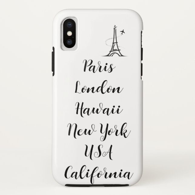 Custom text modern design trendy paris black white Case-Mate iPhone case (Back)
