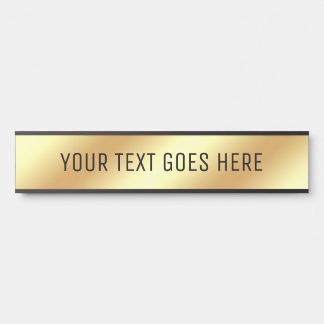 Custom Text Modern Glamour Gold Template Room Name Door Sign (Front)