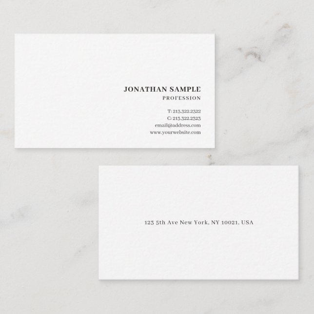 Custom Text Modern Minimalist Simple Template Business Card (Front/Back)