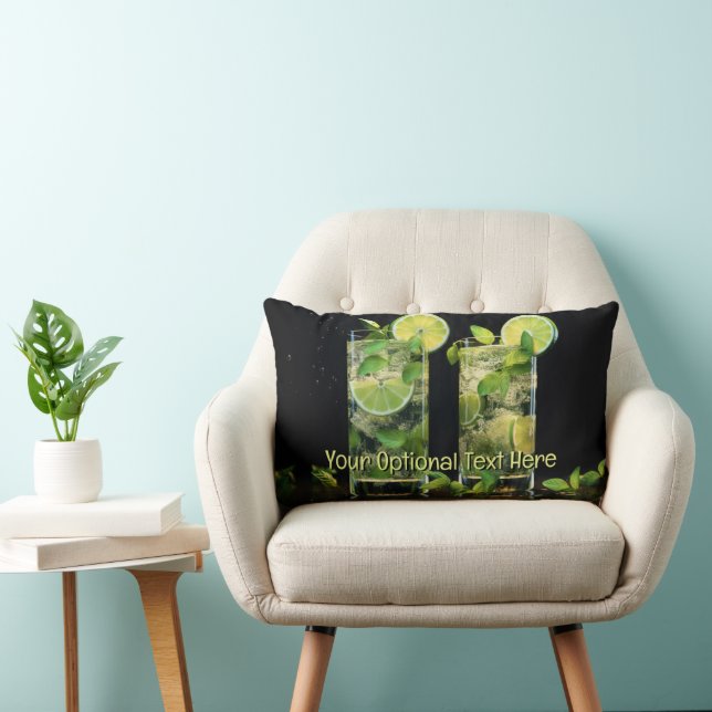 Custom Text Mojito Cocktails Lumbar Pillow (Chair)