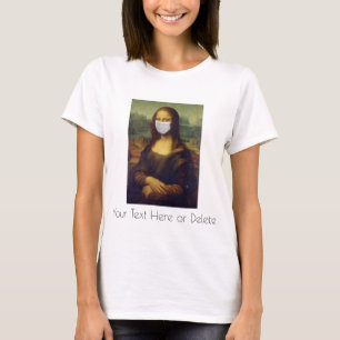 Custom Text Mona Lisa Art Painting with Face Mask T-Shirt