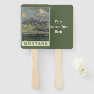 Custom text Montana vintage travel Hand Fan
