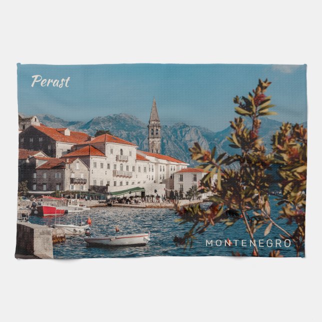 Custom Text Montenegro Kitchen Towel (Horizontal)
