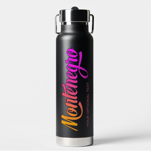 Custom Text Montenegro Water Bottle (Front)