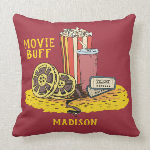 Custom text Movie Buff Throw Pillow