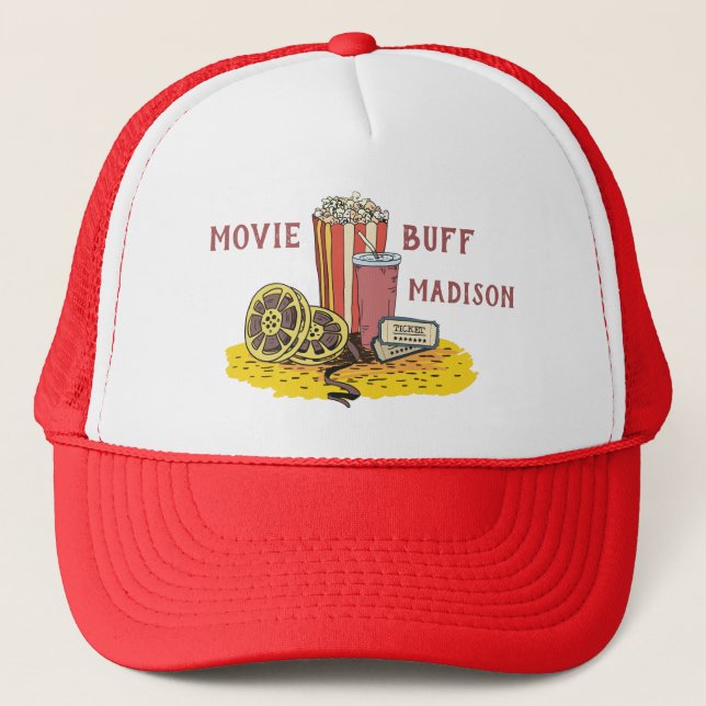 Custom text Movie Buff Trucker Hat (Front)