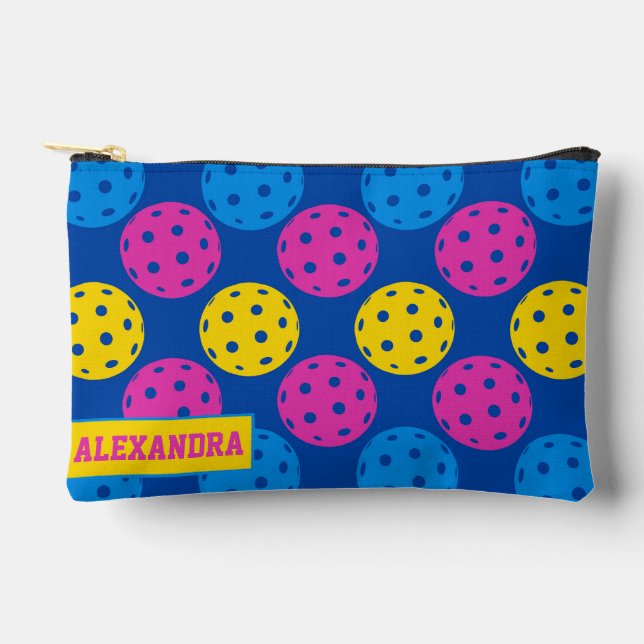 🏐 Custom text  Multicolor Pickleball Dink Diva Accessory Pouch (Front)