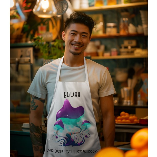 Custom Text Mushroom Lover Apron (Creator Uploaded)