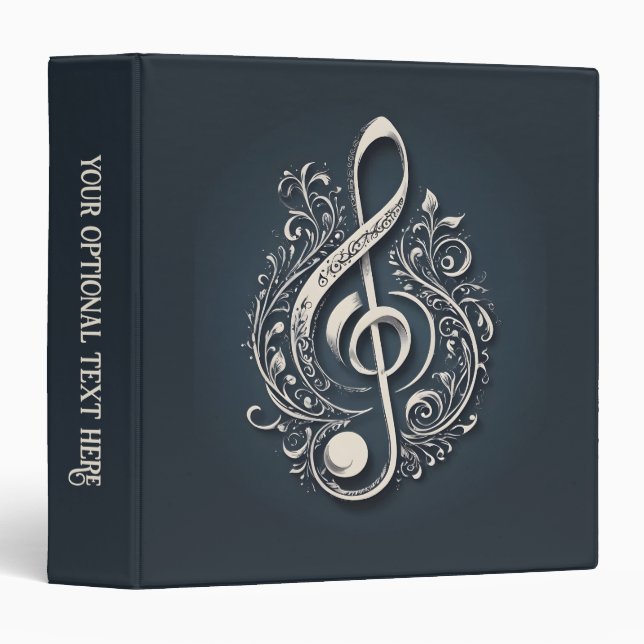 Custom Text Musical Clef Note Binder (Front/Spine)