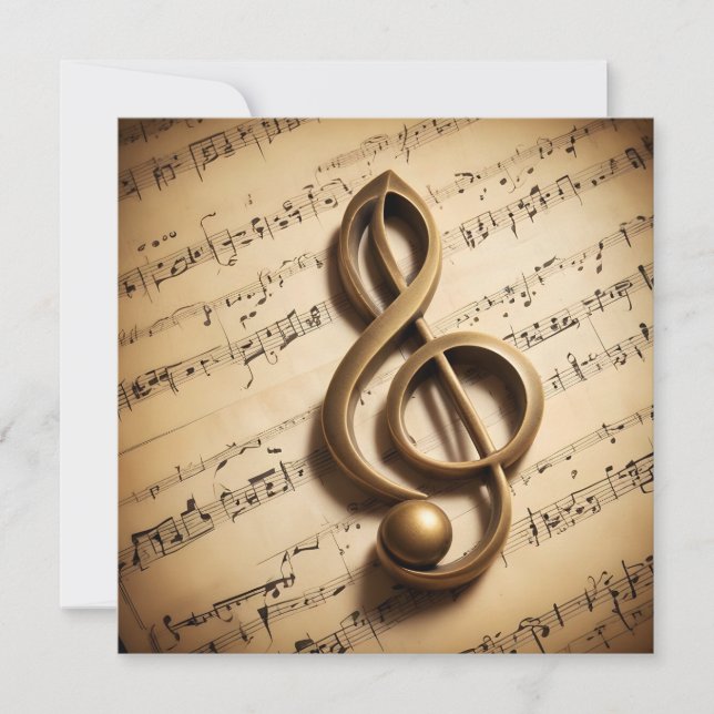 Custom Text Musical Clef Note Card (Front)