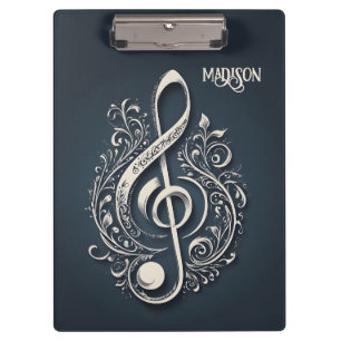 Custom Text Musical Clef Note Clipboard