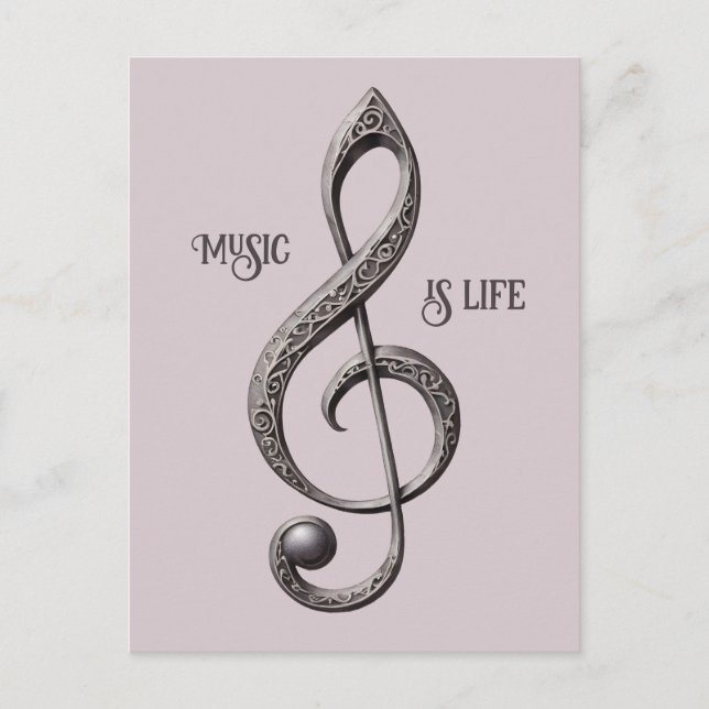 Custom Text Musical Clef Note Postcard (Front)