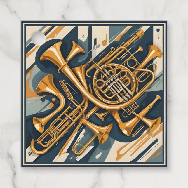 Custom Text Musical Instruments Favour Tags (Front)