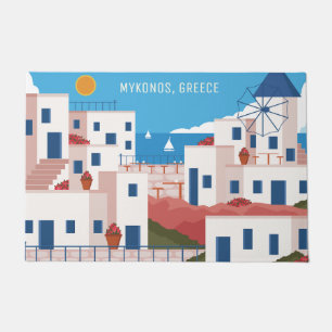 Custom Text Mykonos Greece Doormat