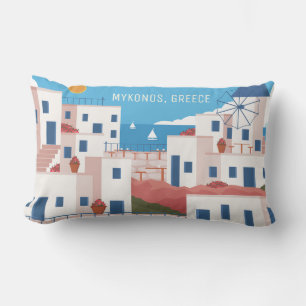 Custom Text Mykonos Greece Lumbar Pillow