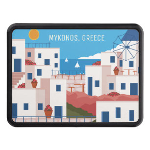 Custom Text Mykonos Greece Trailer Hitch Cover