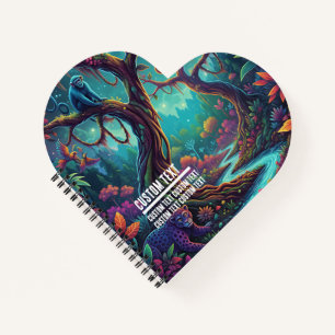 Custom Text Mystical Forest Wildlife Jaguar Monkey Notebook