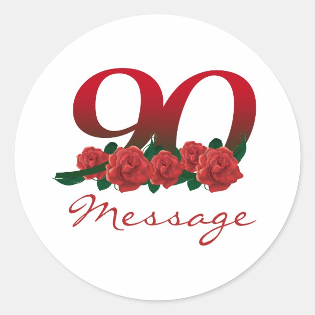 Custom text name 90th birthday number classic round sticker (Front)