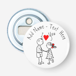 Custom Text Name Bottle Opener Couple Love